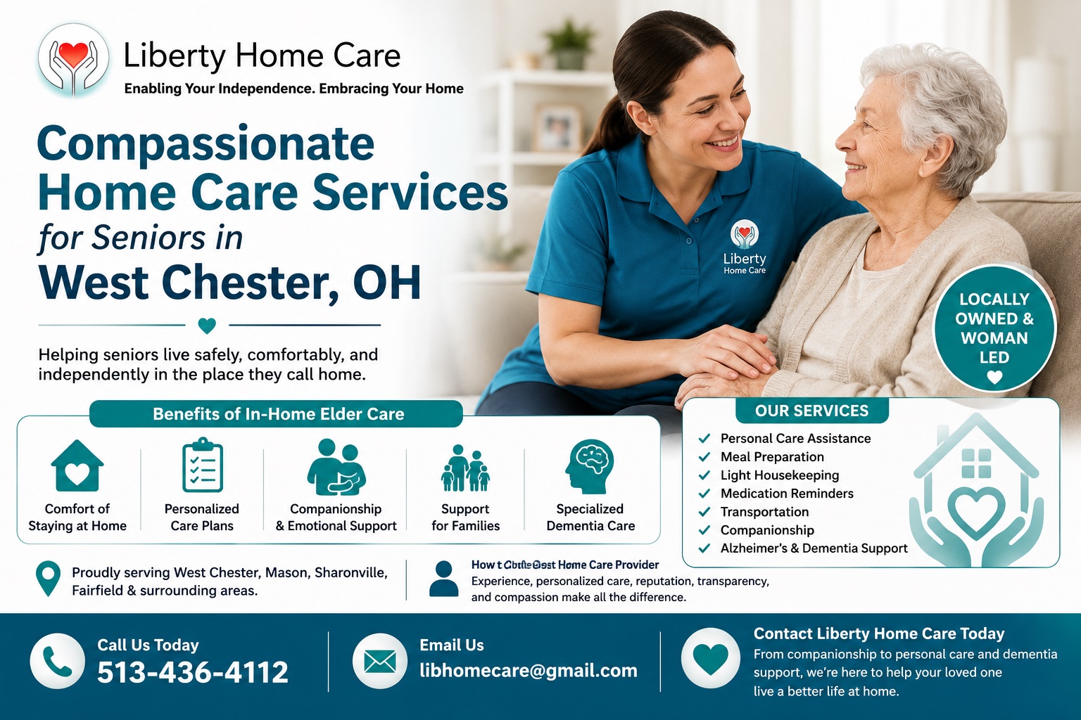 Compassionate home care services for seniors in West Chester OH by Liberty Home Care